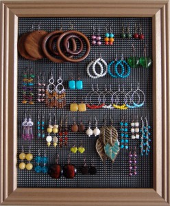 Make Earring holder from Turn a Broken Picture Frame